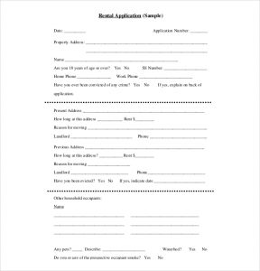 sample rental application basic rental application template