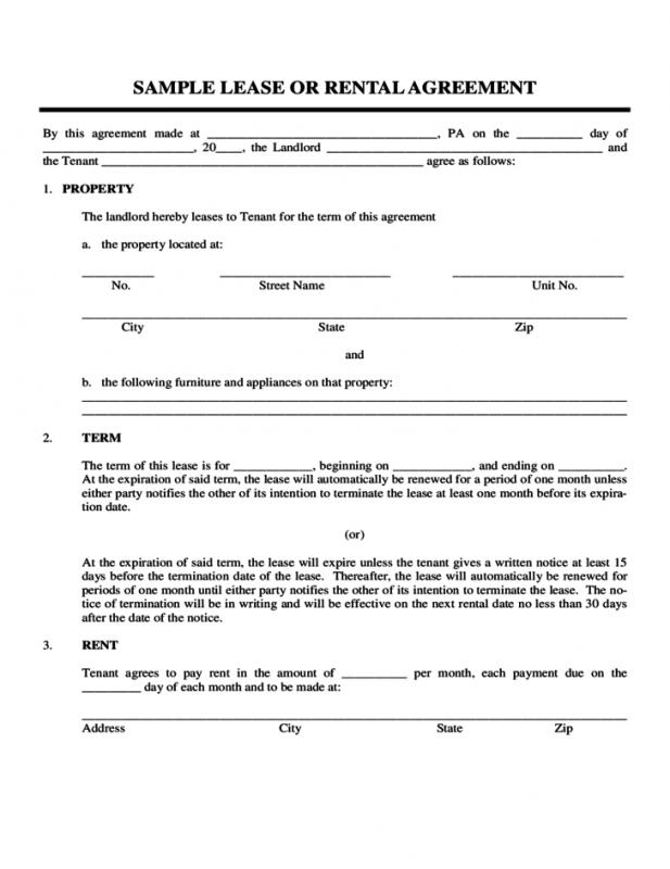 sample residential lease agreement