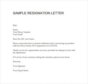 sample resignation email sample resignation letter format