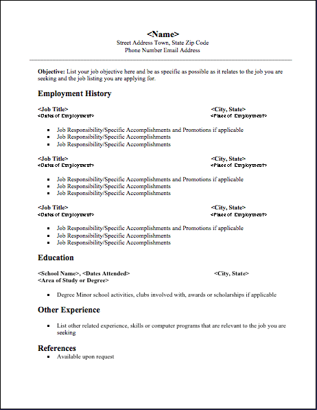 sample resume download