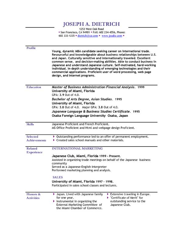 sample resume download