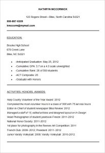 sample resume for college application sample college admission resume