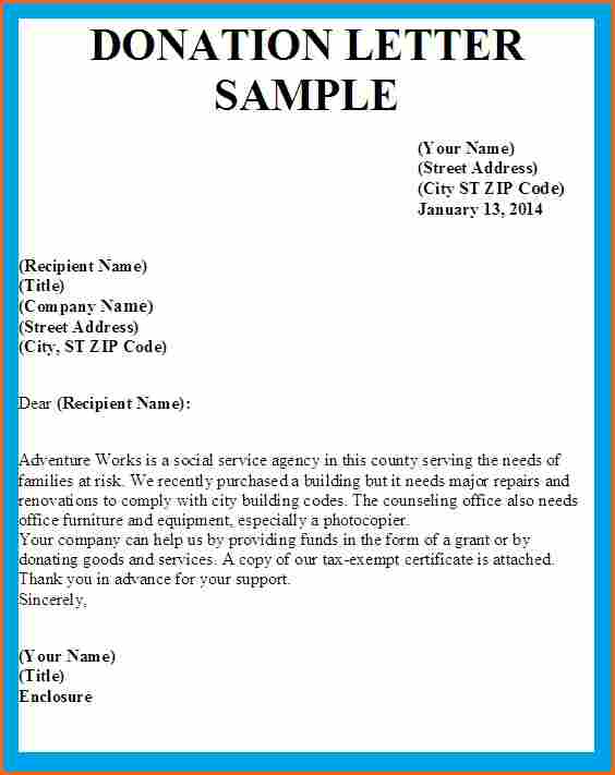 sample sponsorship letter for donations