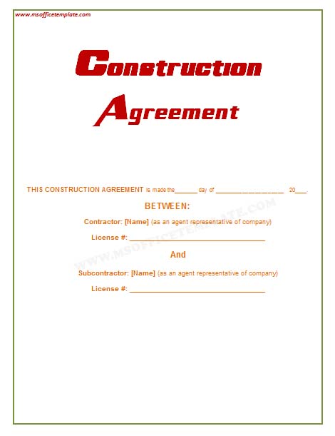 sample subcontractor agreement