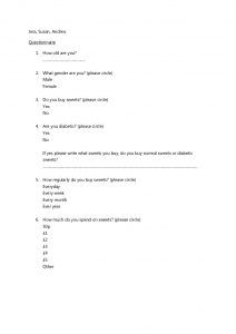 sample survey questionnaire questionnaire on sweets