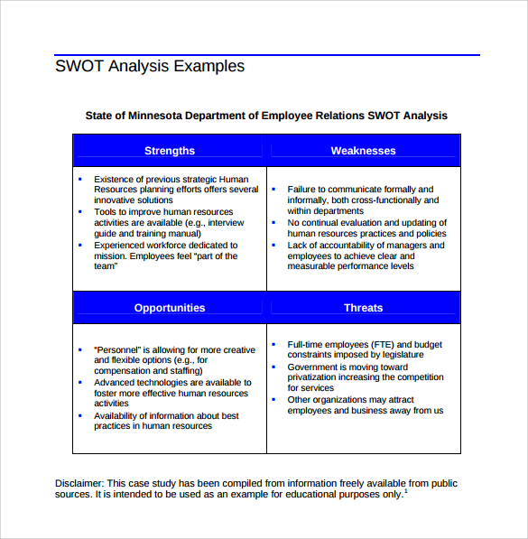 sample swot analysis