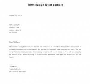 sample termination letter termination letter sample e