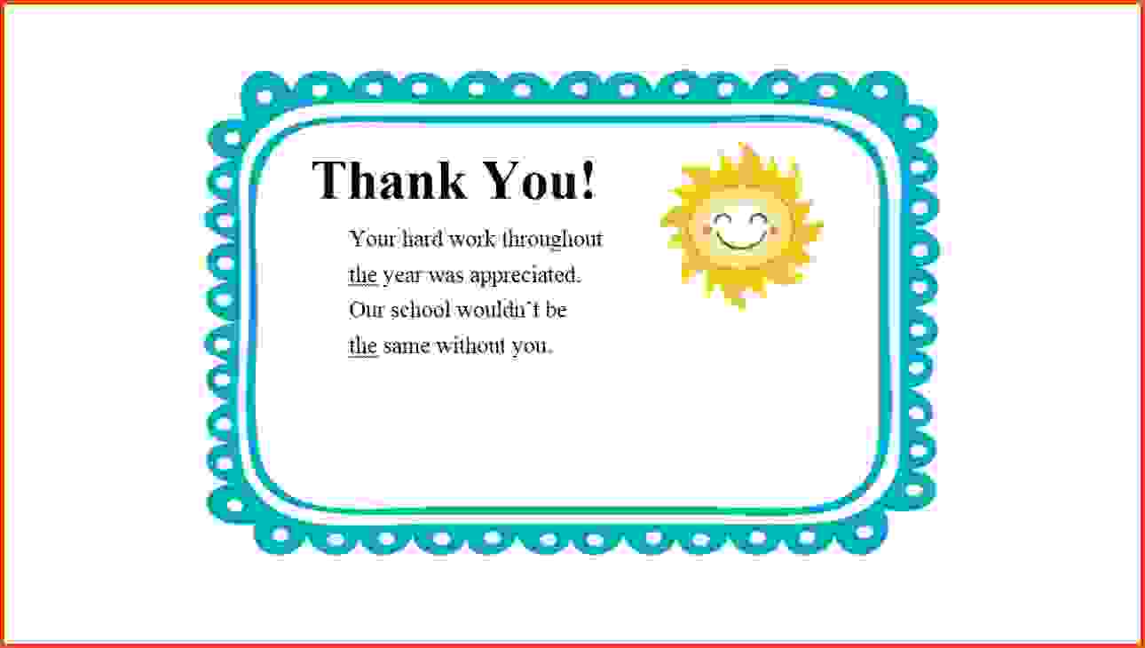 Preceptor Thank You Note Example