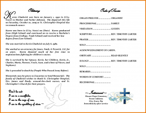 sample wedding program obituary format