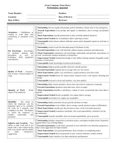 samples employee evaluations performance appraisal