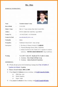 samples executive resumes bio data sample biodata