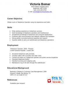 samples functional resumes resume telephone operator bkkresume