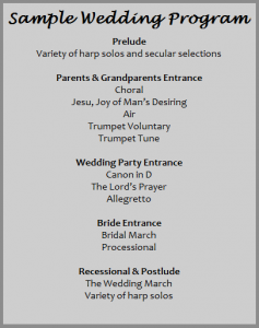 samples of wedding programs program