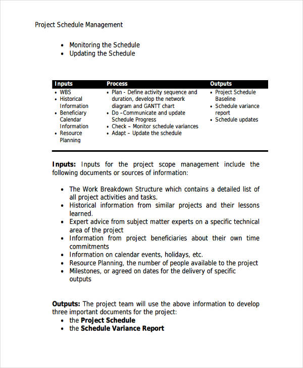 schedule management plan