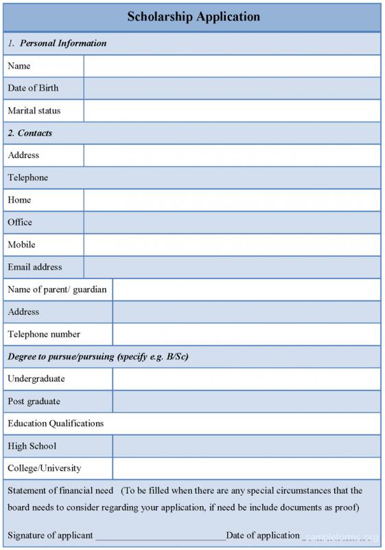 scholarship application form