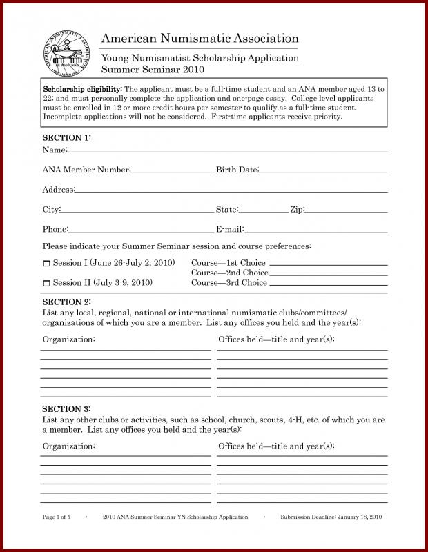 scholarship application template