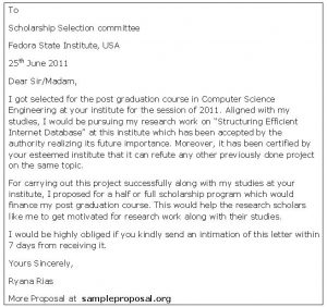 scholarship letter sample scholarship proposal letter