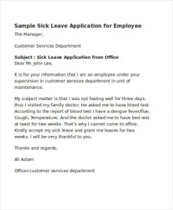 scholarship letter samples sick leave application letter