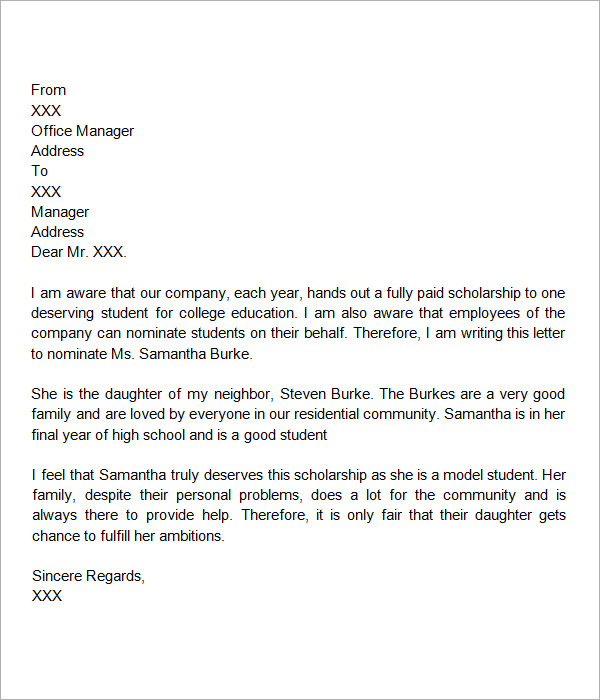 Scholarship Recommendation Letter | Template Business