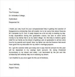 scholarships letter sample thank you letter for scholarship sample