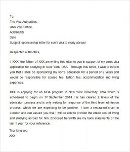 scholarships letters examples visa sponsorship letter