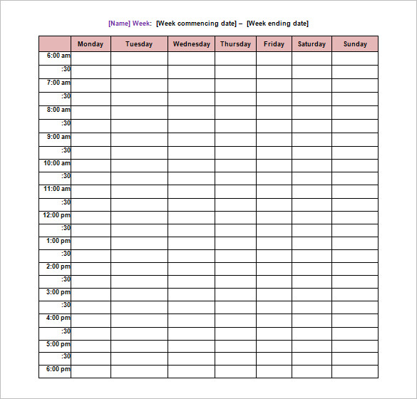 school schedule template