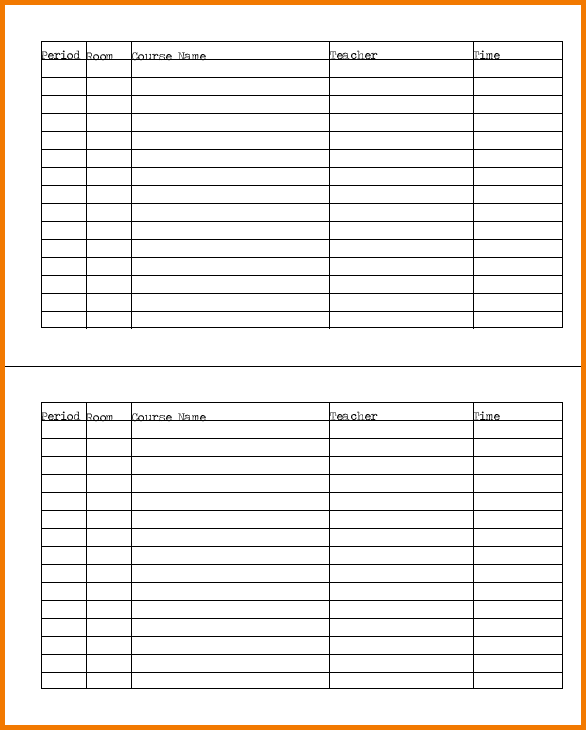 school schedule template