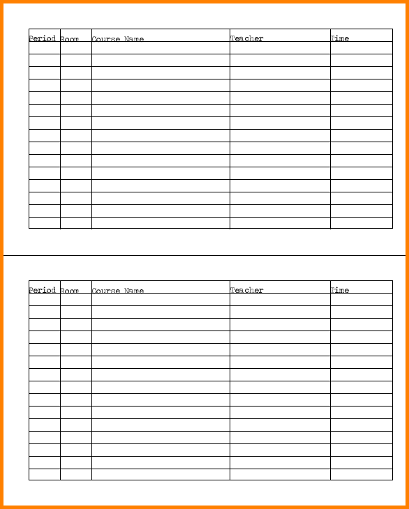 school schedule template