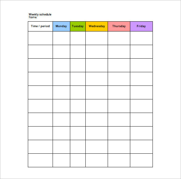 school scheduling template school weekly schedule template in word format