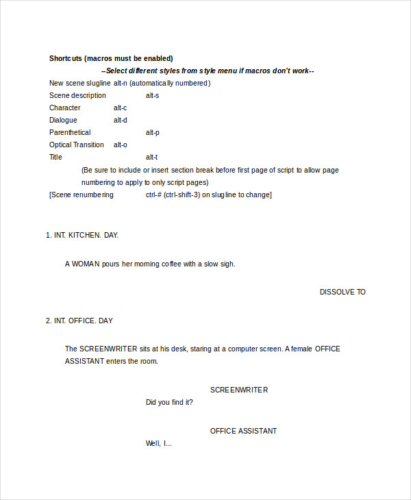 screenplay format template