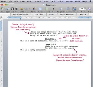 script format word formatting