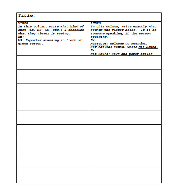 Script Writing Template For Kids