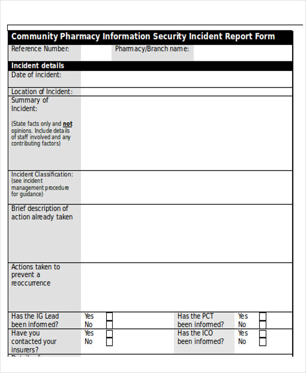 security incident report template