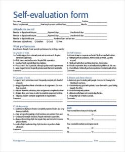 self evaluation examples self evaluation form example