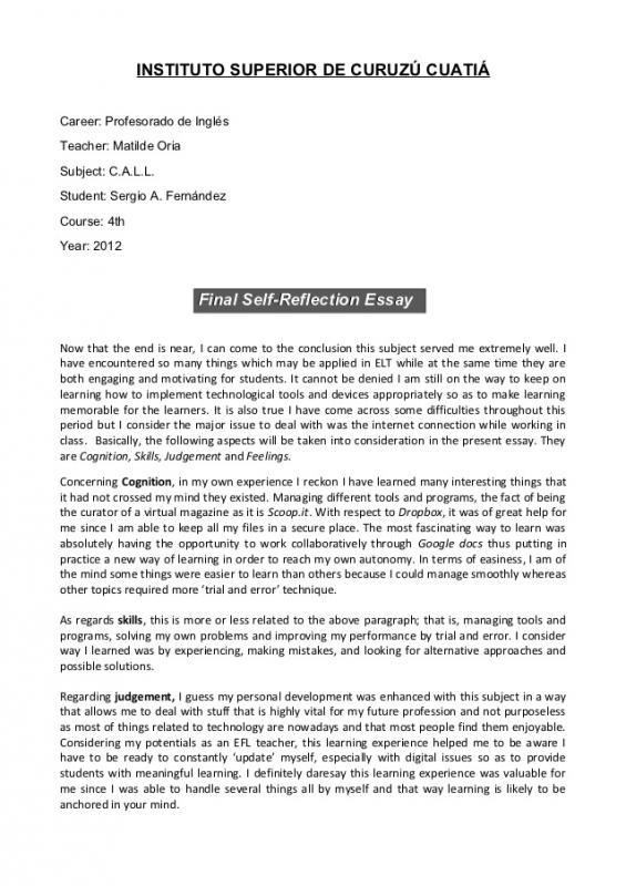 Self Reflection Essay | Template Business