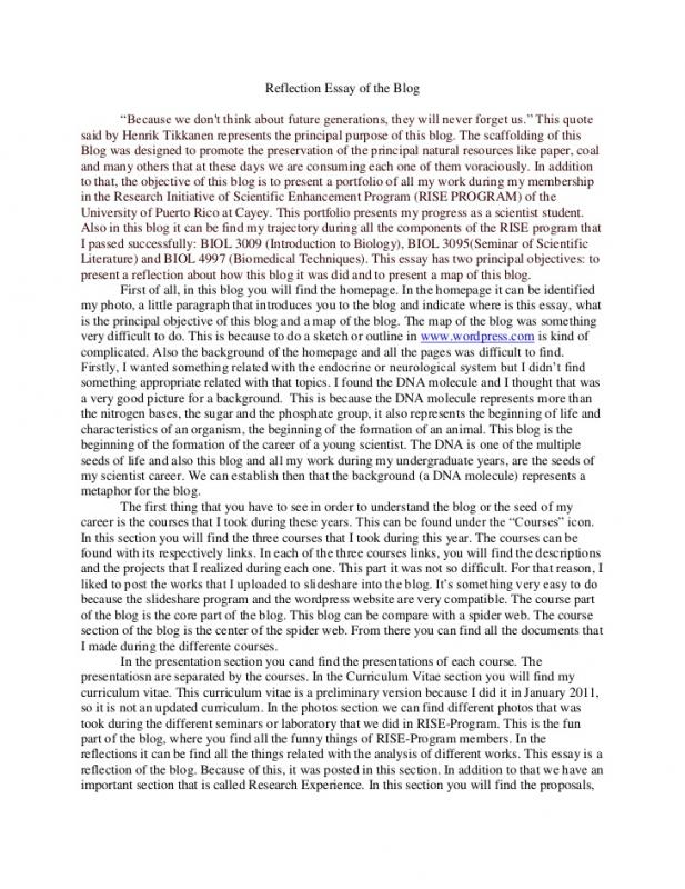 Self Reflection Essay Template Business