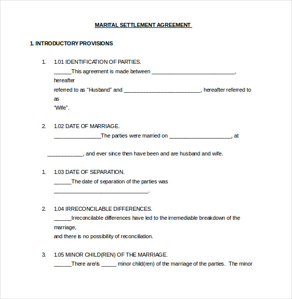 separation agreement template