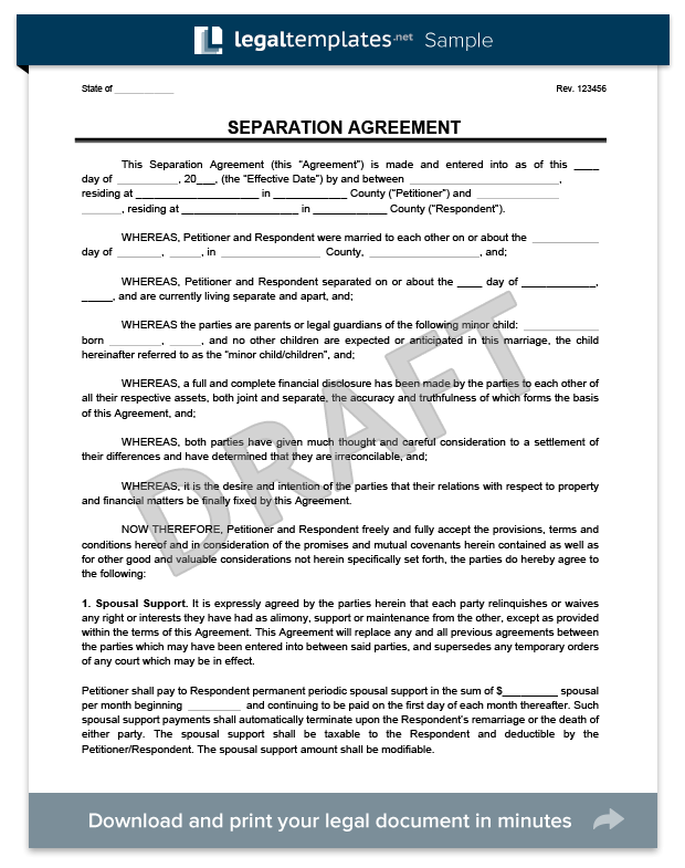 separation agreement template