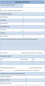 separation agreement template separation agreement template