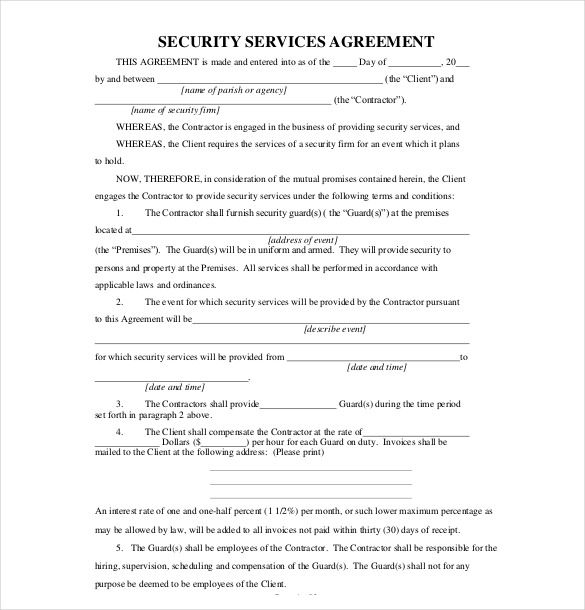 service agreement sample