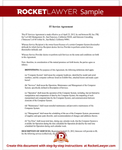 service agreement sample sample it service agreement form template