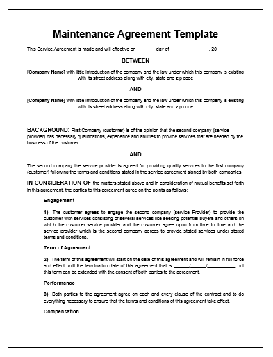 service agreement template