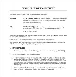 service contract template editable terms of service contract template word