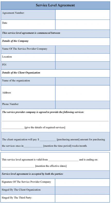 service level agreement template