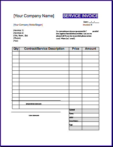 service receipt template