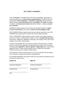 settlement agreement sample settlement agreement d