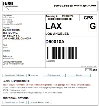 shipping label example