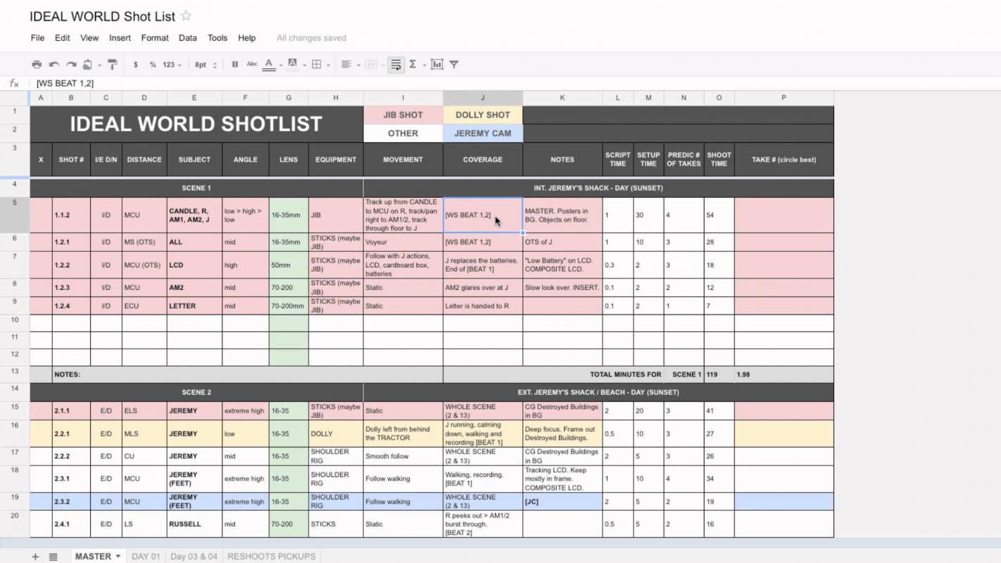 shoot schedule template