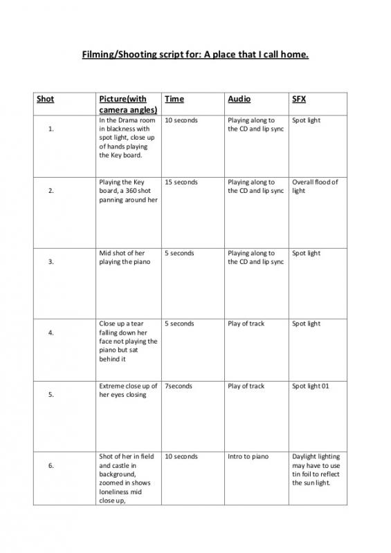 shoot schedule template