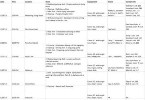 shoot schedule template wistia production schedule